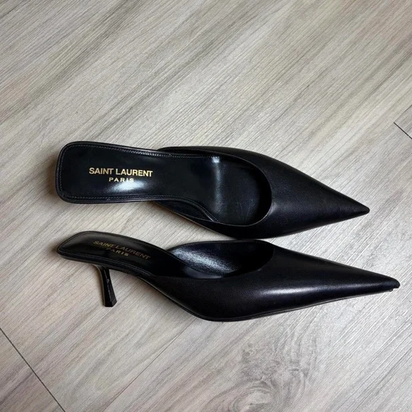 Saint Laurent Black Pointed Heels - Picture 1 of 8